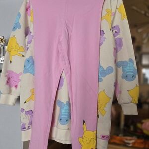 Pokemon Pastel Hoodieand Pink Cotton Leggings With Pikachu
